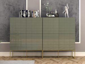 miniaturka Modern Classic Komoda Cementowa Zieleń Złote Nogi – Blossom Grove