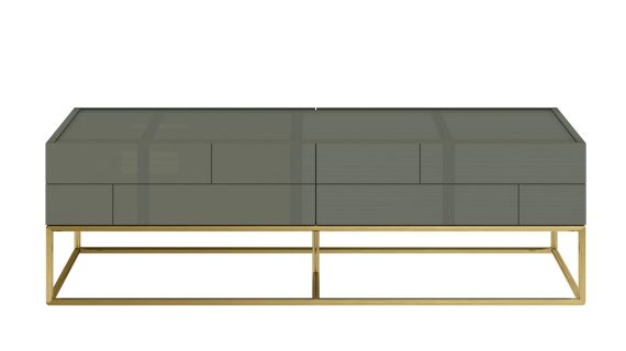 Modern Classic Ława Zielona Kontrastowe Złote Nogi – Blossom Grove