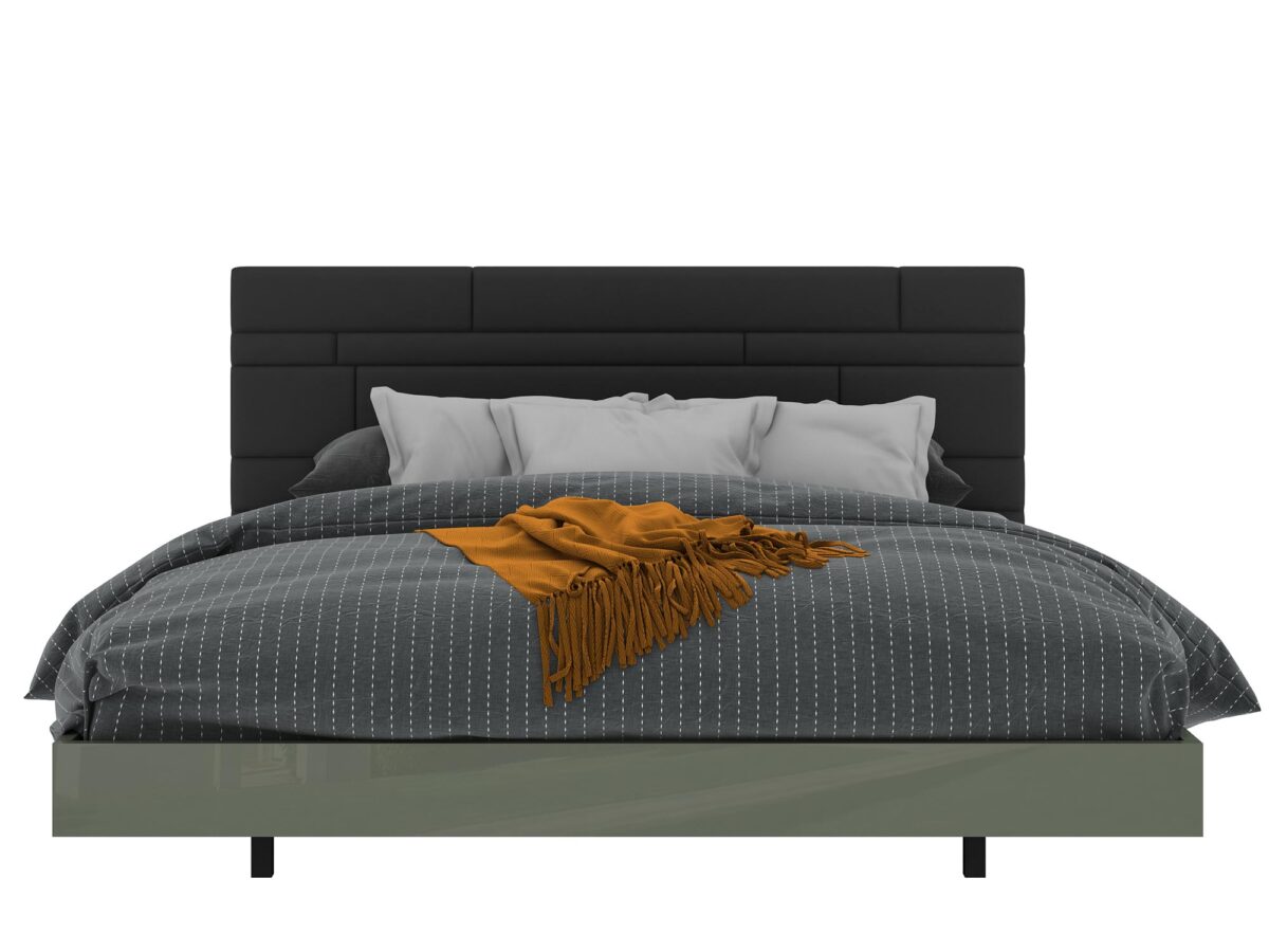 Tapicerowane Łóżko Modern Classic Cementowa Zieleń – Blossom Grove