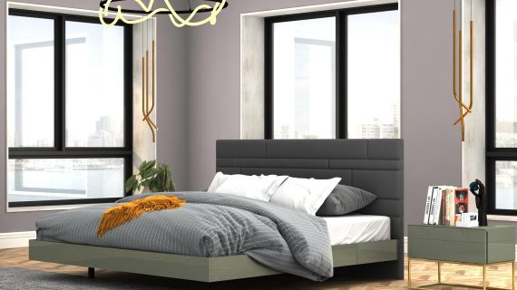 miniaturka Tapicerowane Łóżko Modern Classic Cementowa Zieleń – Blossom Grove