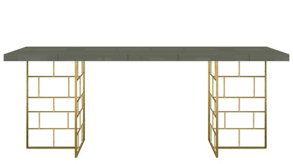 miniaturka Modern Classic Stół Cementowa Zieleń Złote Nogi – Blossom Grove