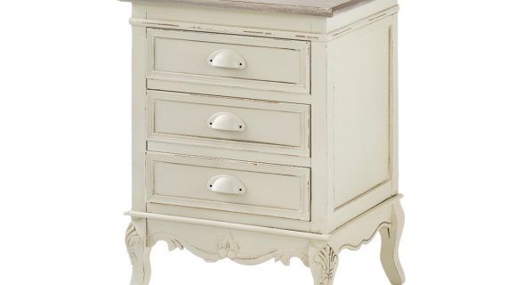 Szafka nocna prowansalska z rzeźbieniami w kolorze kremowym – Sorrento