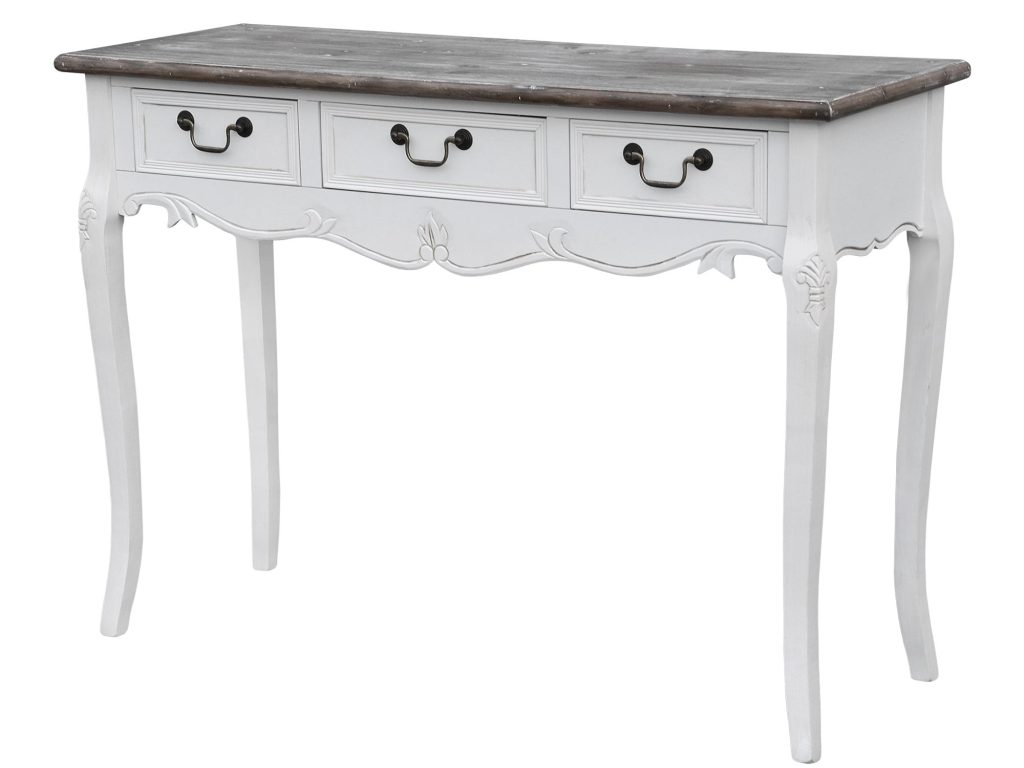 Konsola w białym wykończeniu z ciemnym blatem – Sorrento White