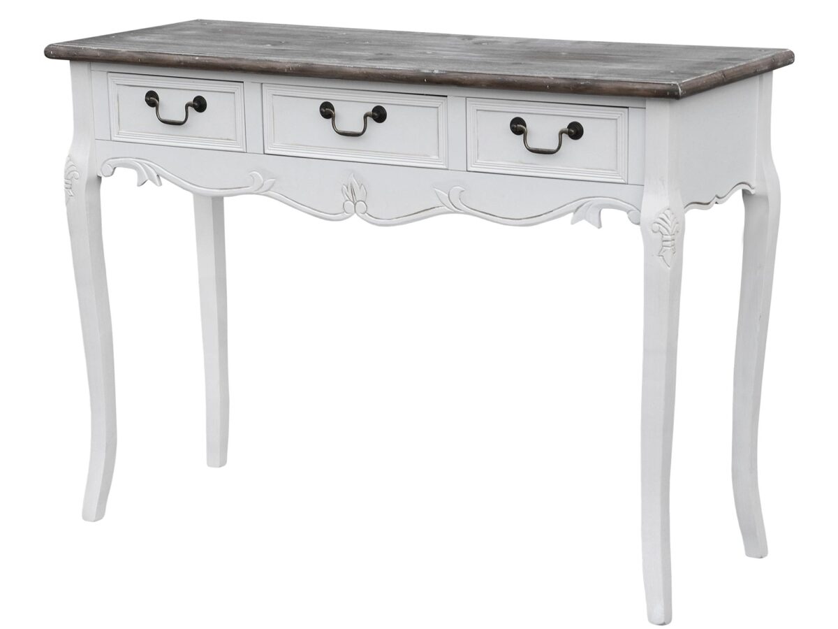 Konsola w białym wykończeniu z ciemnym blatem – Sorrento White