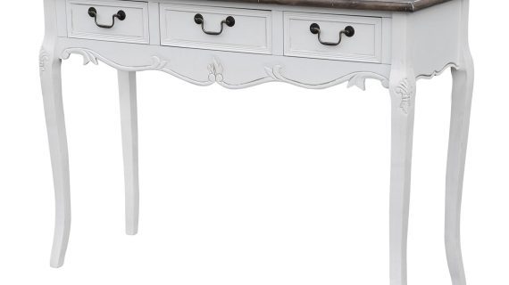Konsola w białym wykończeniu z ciemnym blatem – Sorrento White