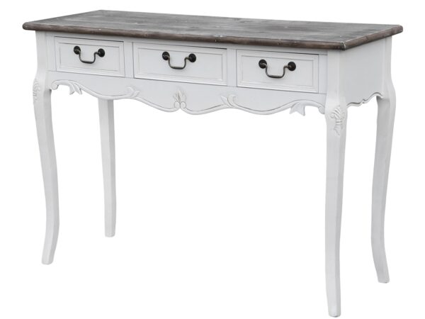 Konsola prowansalska z szufladami i dekoracyjnym wykończeniem