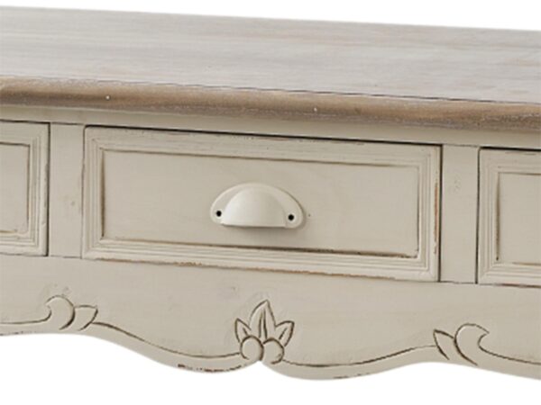 Biurko rustykalne z dwiema szufladami i giętymi nogami