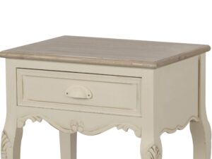 miniaturka Szafka nocna kremowa z rzeźbieniami i jasnobrązowym blatem – Sorrento