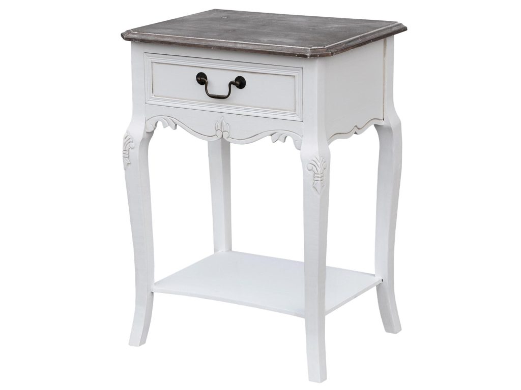 Szafka nocna prowansalska z białym wykończeniem – Sorrento White