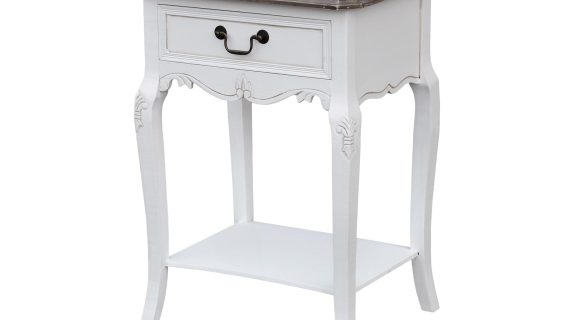 Szafka nocna prowansalska z białym wykończeniem – Sorrento White