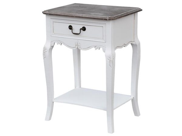 Szafka nocna prowansalska z drewnianym blatem i szufladą