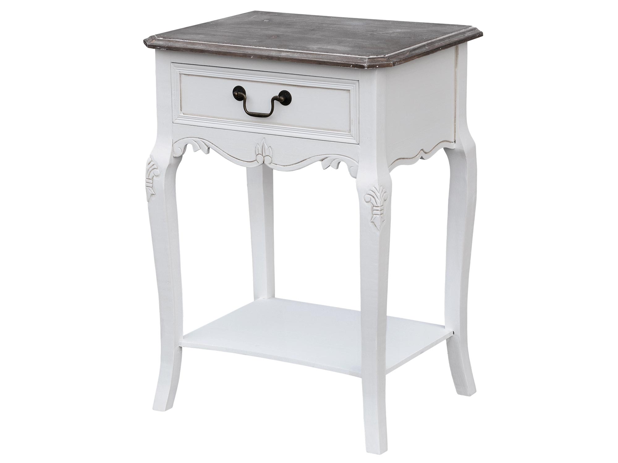 Szafka nocna prowansalska z drewnianym blatem i szufladą Szafka nocna prowansalska z drewnianym blatem i szufladą