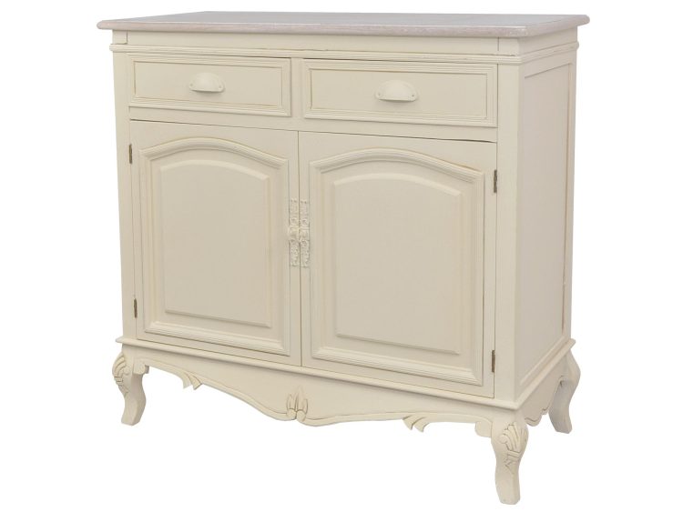 Komoda z dwiema szufladami i giętymi nóżkami w stylu klasycznym