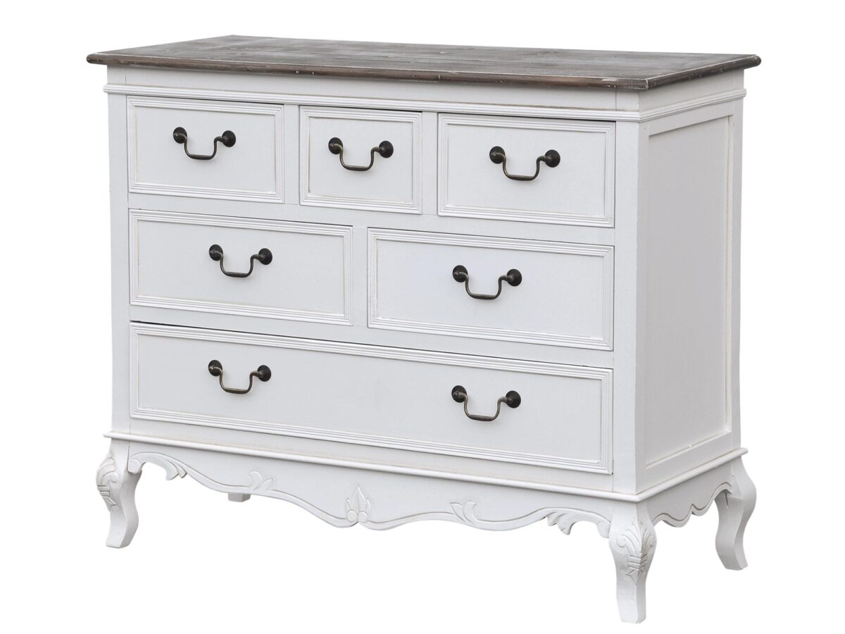 Komoda z rzeźbieniami w stylu prowansalskim – Sorrento White