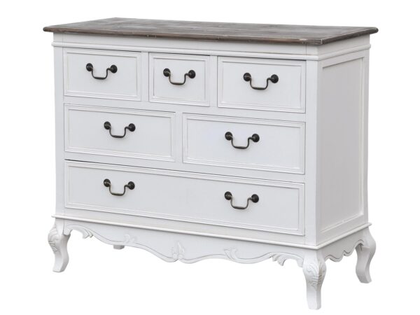 Komoda w stylu francuskim z szufladami i ozdobnymi uchwytami