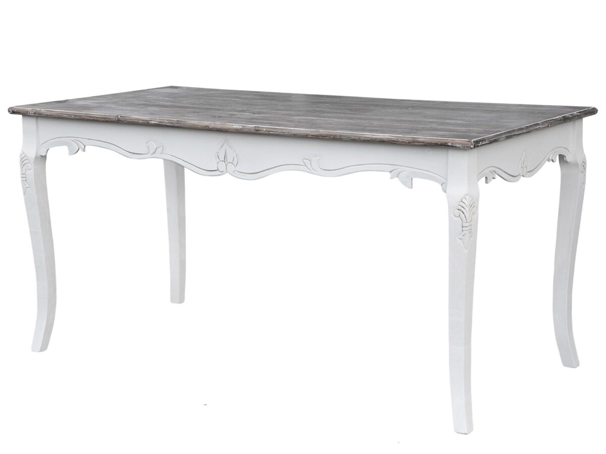 Stół prowansalski biały z giętymi nogami i ciemnym blatem – Sorrento White