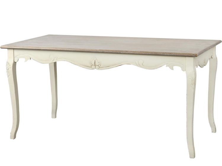 Stół jadalniany rustykalny z giętymi nogami i frezowanym rantem