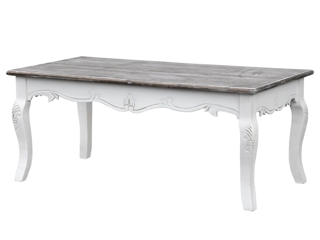 Stolik kawowy prowansalski biały z ozdobnym wykończeniem – Sorrento White