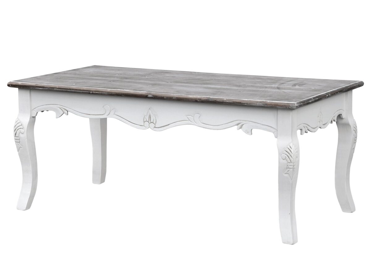 Stolik kawowy prowansalski biały z ozdobnym wykończeniem – Sorrento White