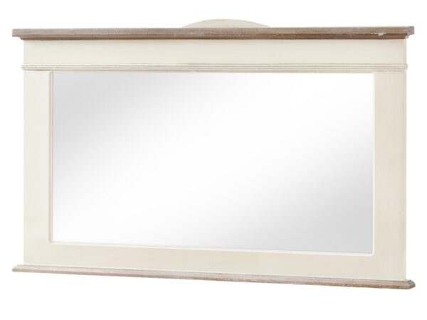 Lustro ścienne w stylu retro z frezowaną ramą w kolorze ecru