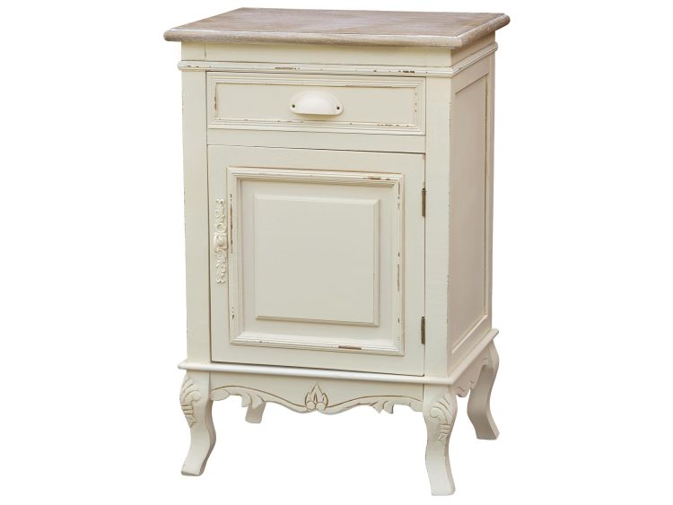 Szafka nocna z jedną szufladą i frezowanym frontem vintage