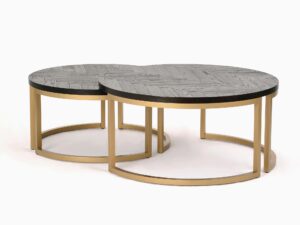 Zestaw stolików kawowych z mosiężnymi nogami – Andaluzja