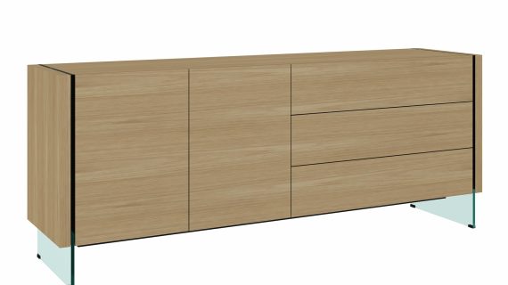 miniaturka Dębowa Komoda Eleganckie Szklane Nogi – Tribeca