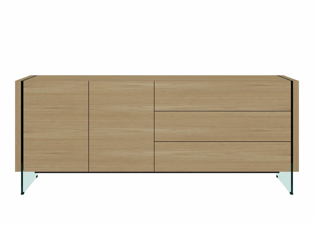 Dębowa Komoda Eleganckie Szklane Nogi – Tribeca
