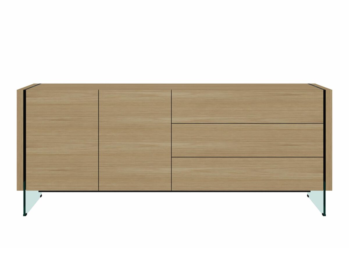 Dębowa Komoda Eleganckie Szklane Nogi – Tribeca