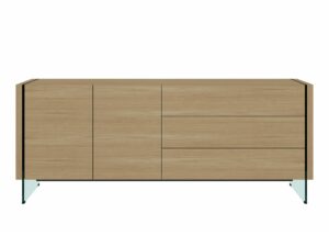 Dębowa Komoda Eleganckie Szklane Nogi – Tribeca