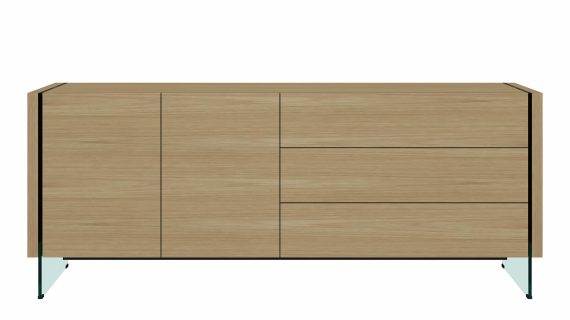 Dębowa Komoda Eleganckie Szklane Nogi – Tribeca