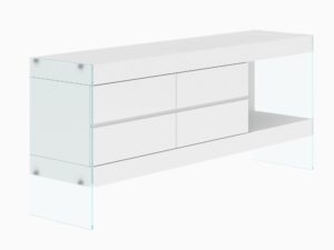 miniaturka Biała Komoda Wysoki Połysk Szklane Nogi – Tribeca