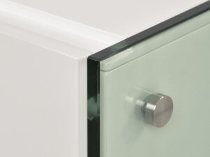 miniaturka Komoda Biała Nogi ze Szkła Hartowanego – Tribeca