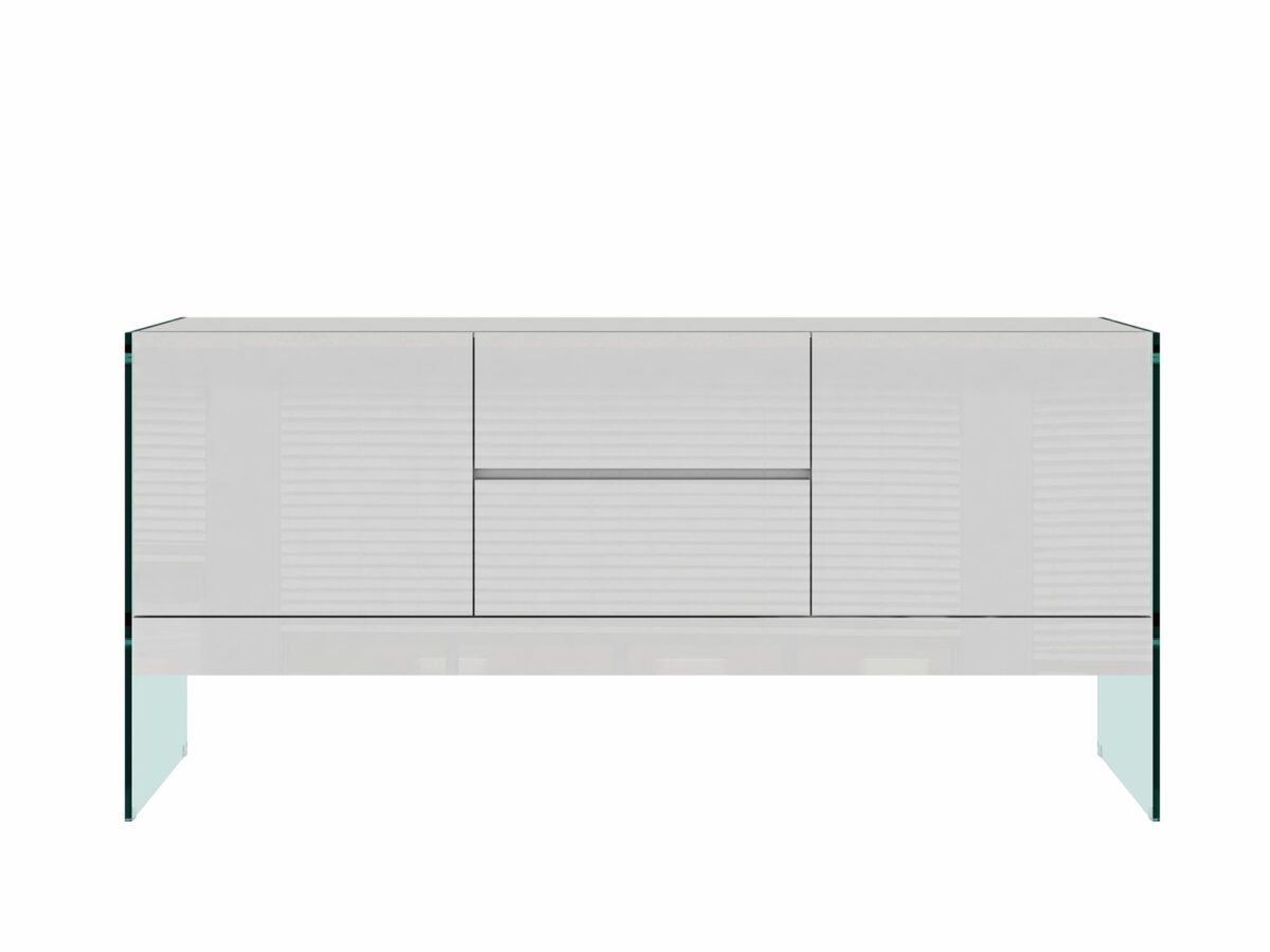 Komoda Biała Nogi ze Szkła Hartowanego – Tribeca
