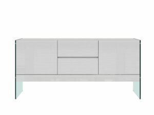 Komoda Biała Nogi ze Szkła Hartowanego – Tribeca