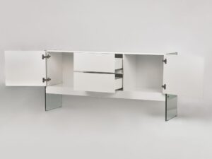 miniaturka Komoda Biała Nogi ze Szkła Hartowanego – Tribeca