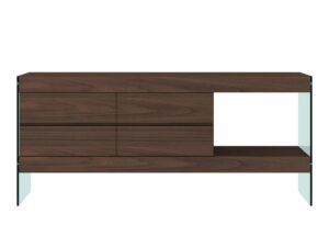 Orzechowa Komoda Eleganckie Nogi Szkło Hartowane – Tribeca