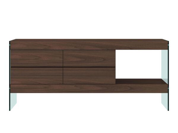 Ciemna komoda z szklanymi bokami