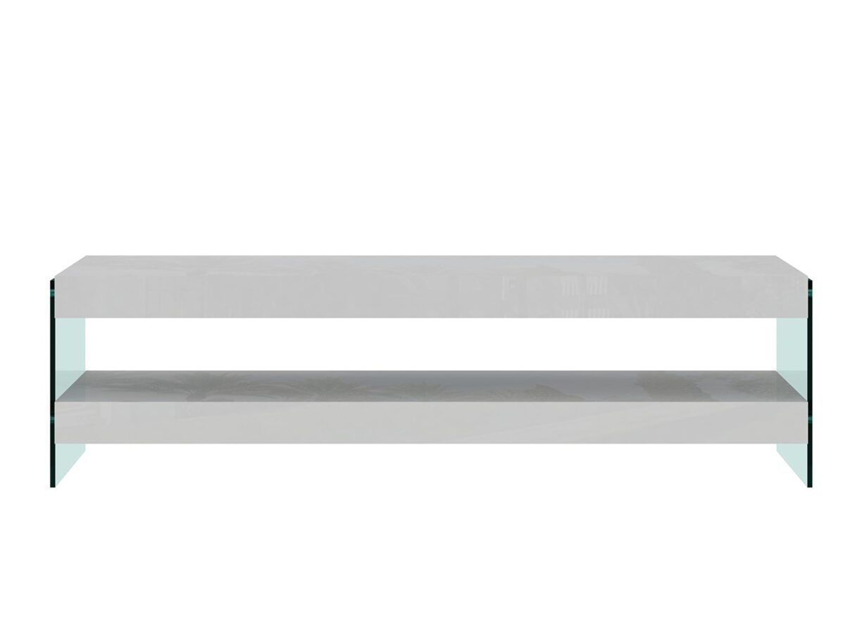 RTV Komoda Biała Nogi Szkło Hartowane – Tribeca