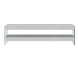 RTV Komoda Biała Nogi Szkło Hartowane – Tribeca