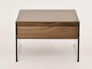 miniaturka Orzechowy Stolik Eleganckie Nogi Szkło Hartowane – Tribeca