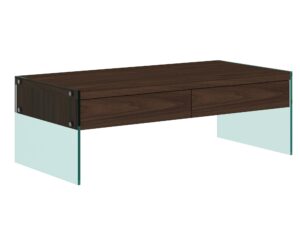 miniaturka Kawowy Stolik Orzechowy Nogi Szkło Hartowane – Tribeca