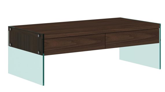 miniaturka Kawowy Stolik Orzechowy Nogi Szkło Hartowane – Tribeca