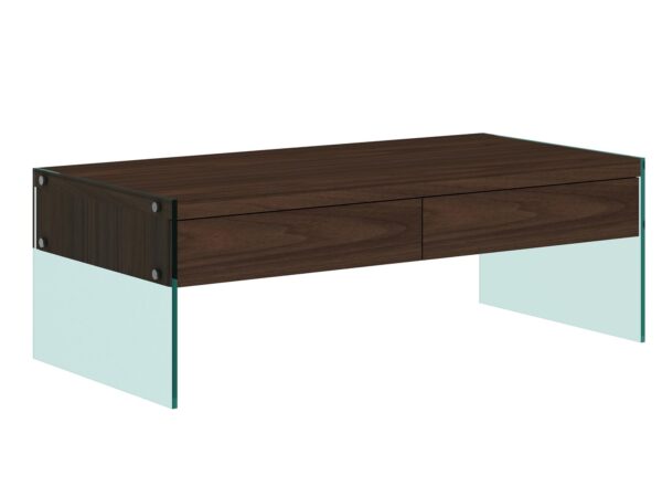 Kwadratowy stolik z mechanizmem otwierania blatu i metalową podstawą