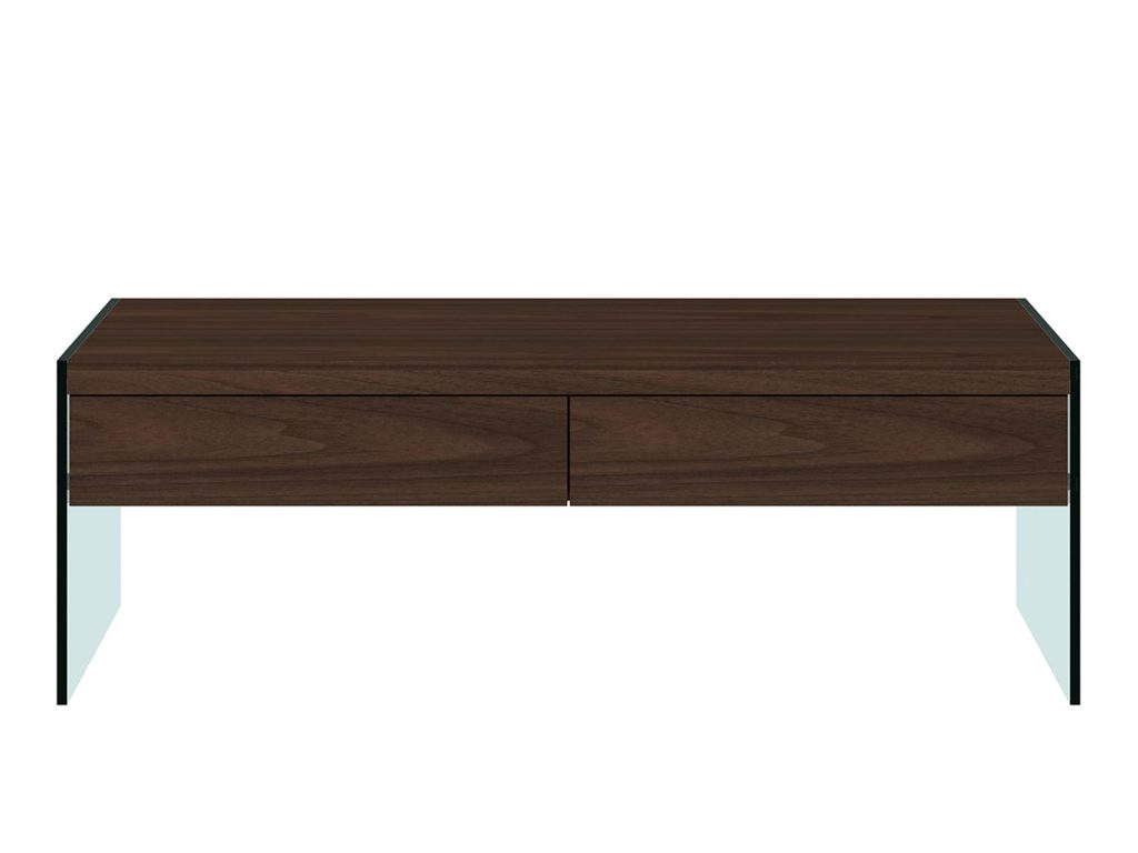 Kawowy Stolik Orzechowy Nogi Szkło Hartowane – Tribeca