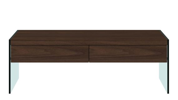 Kawowy Stolik Orzechowy Nogi Szkło Hartowane – Tribeca