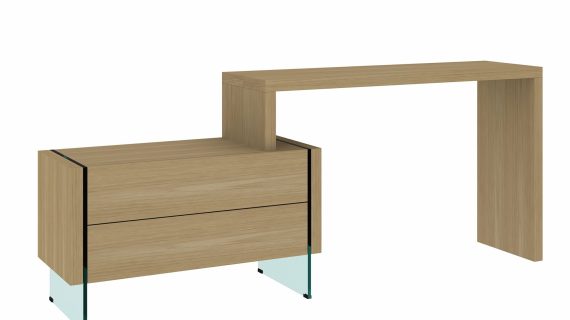 miniaturka Dębowe Biurko Nogi ze Szkła Hartowanego – Tribeca