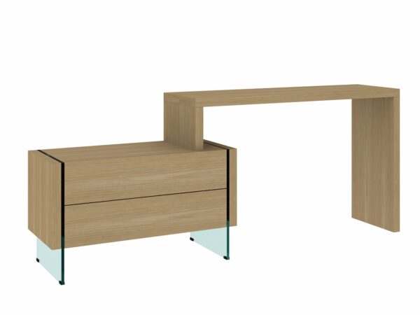 Biurko narożne z szufladą i szklanymi panelami bocznymi