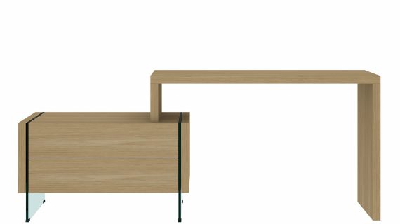 Dębowe Biurko Nogi ze Szkła Hartowanego – Tribeca