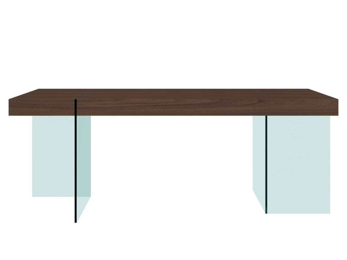 Orzechowy Stół Nogi Szkło Hartowane – Tribeca